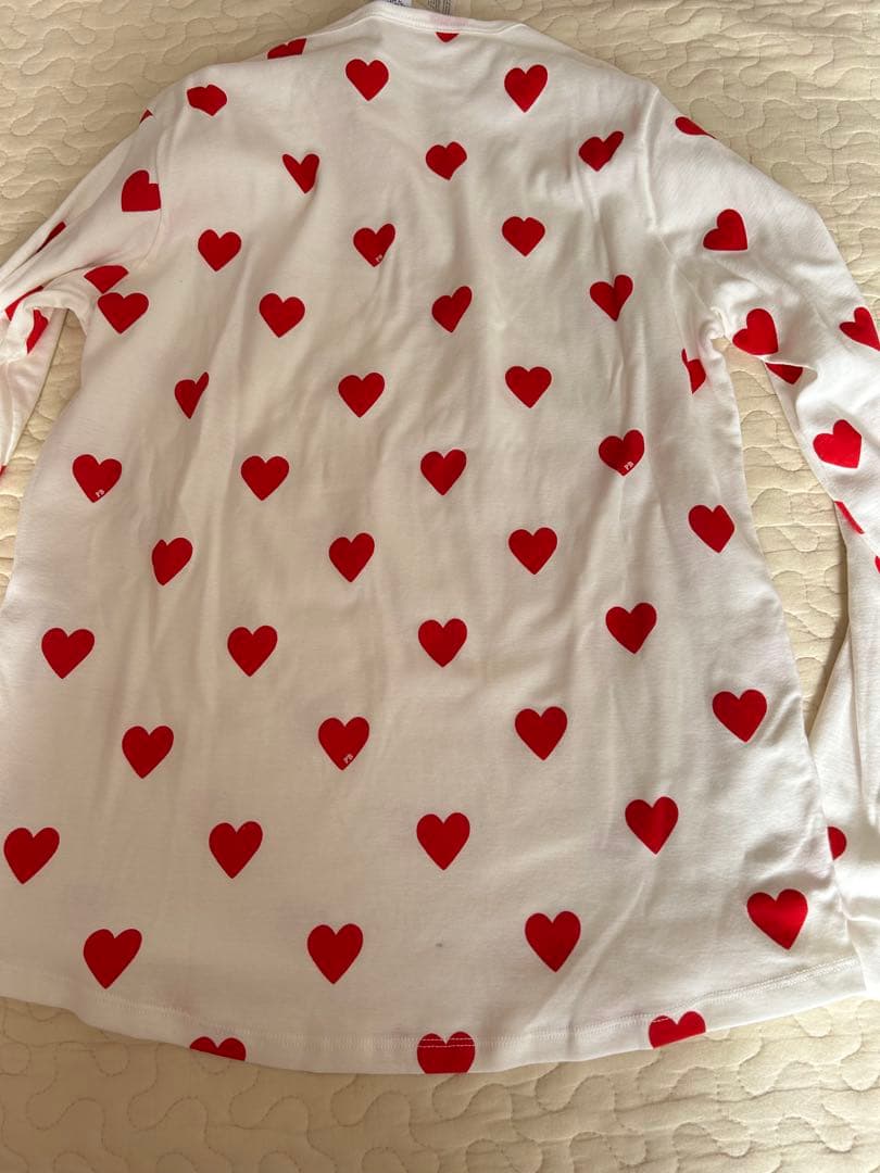 PETIT BATEAU ハート　ルームウェア　プリント長袖パジャマ