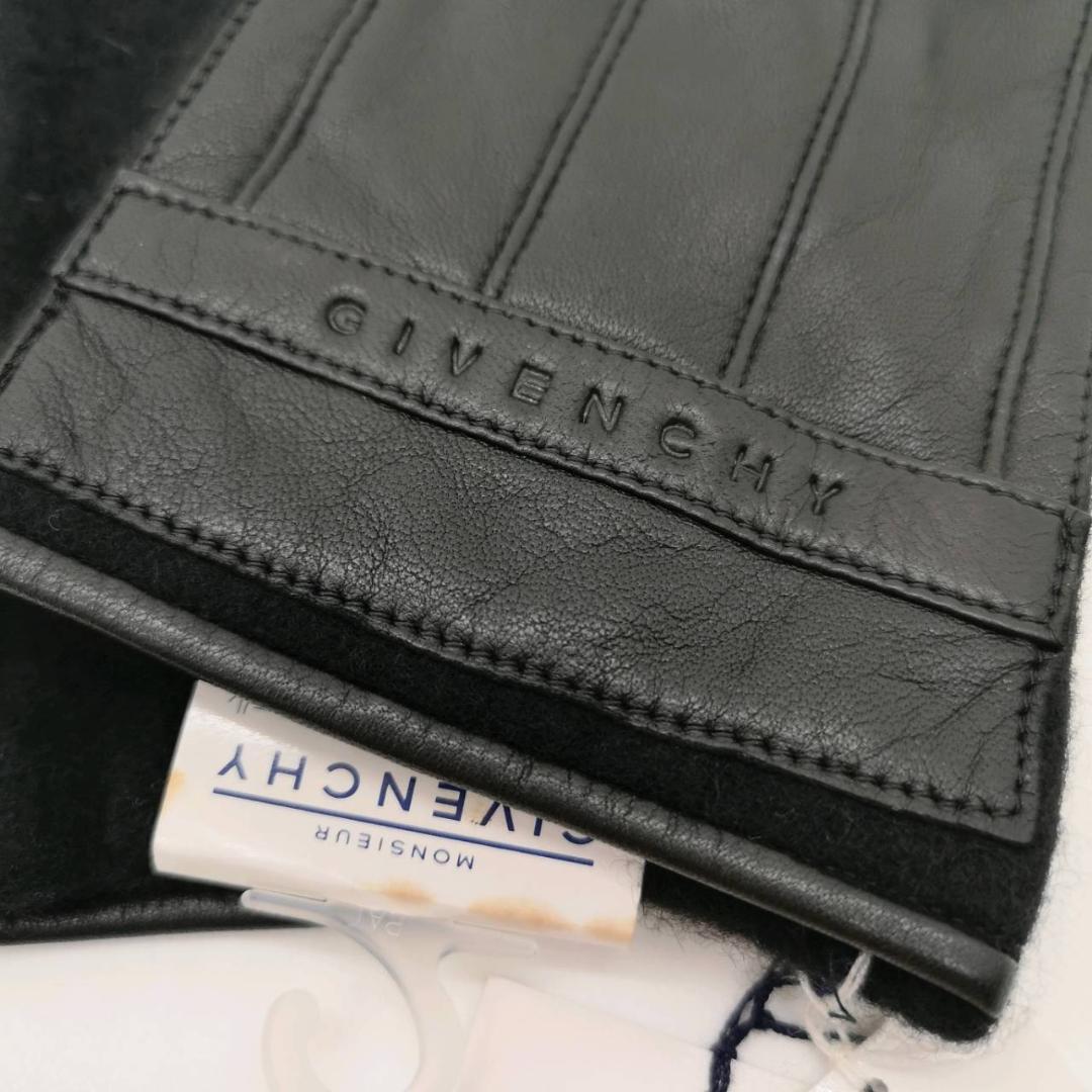 未使用 保管品 タグ付 ジバンシィ カシミヤ レザー 手袋 黒 日本製 本革