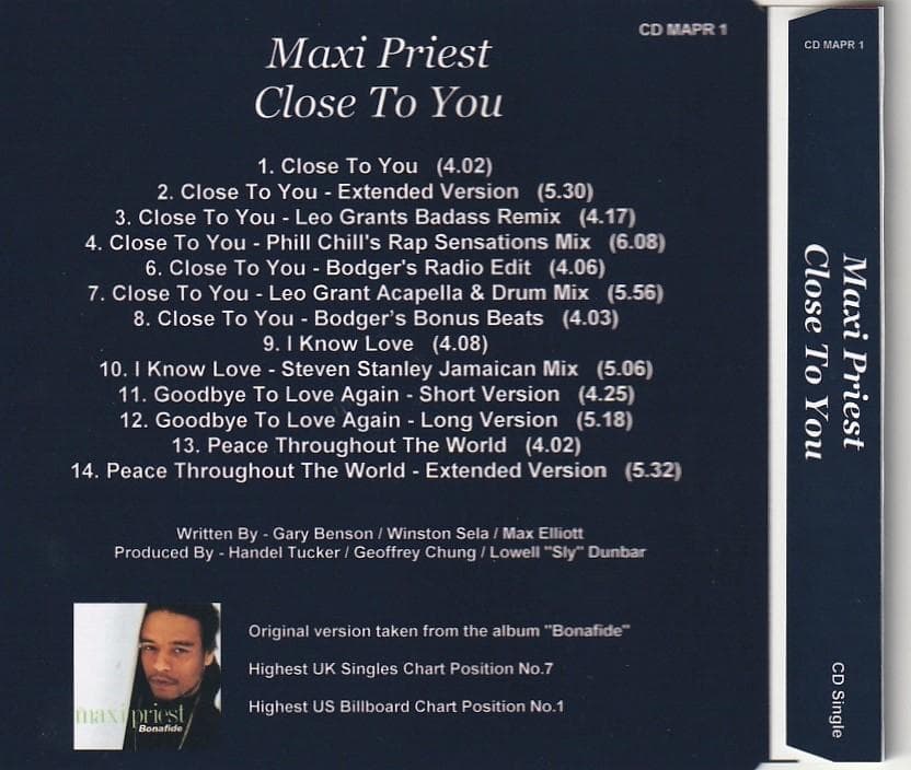 Maxi Priest　Close To You　リミックス集　13トラックCD