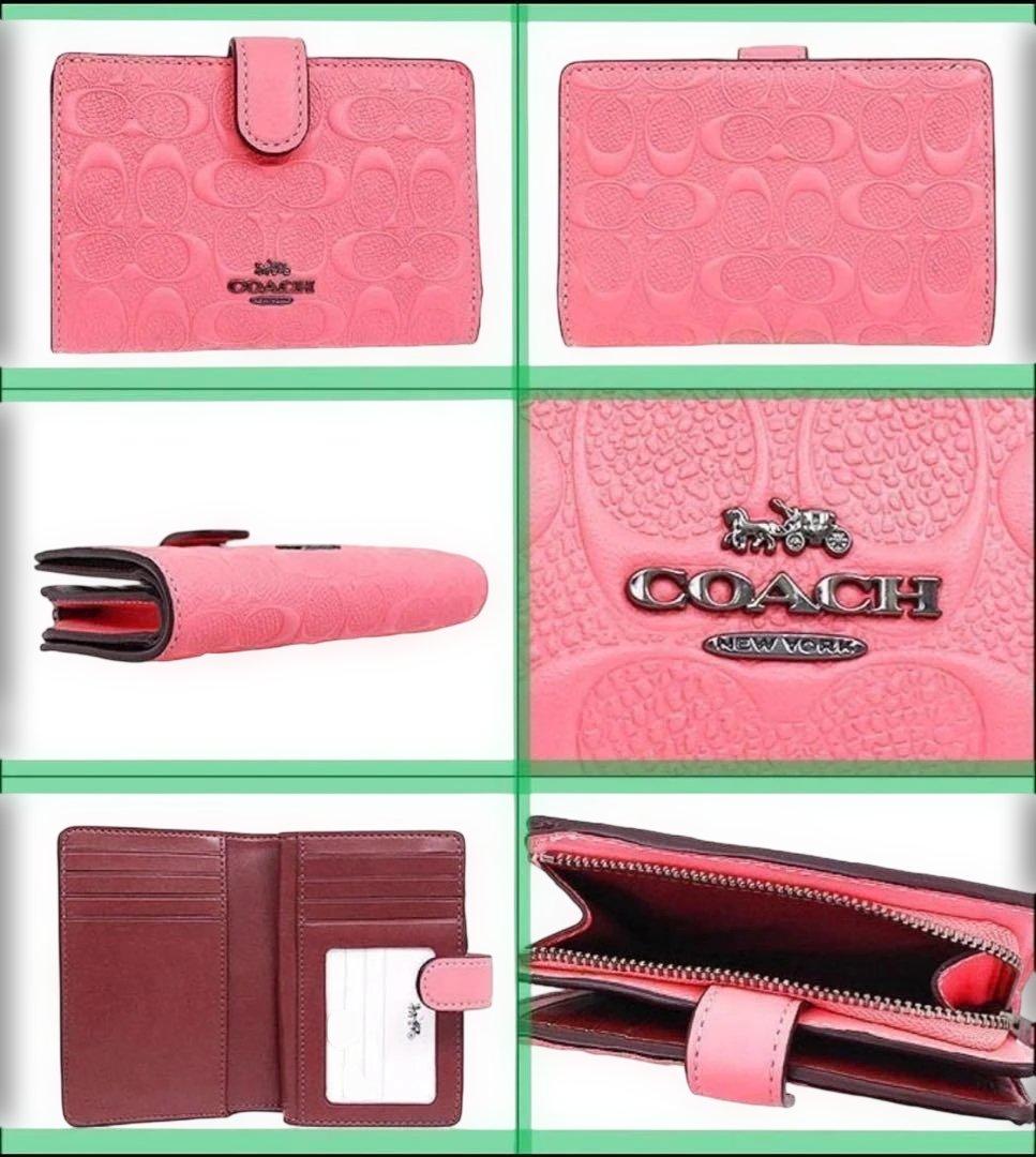 あ*ん様 コーチ COACH 二つ折り財布 F67565 67565 ピンクレモ