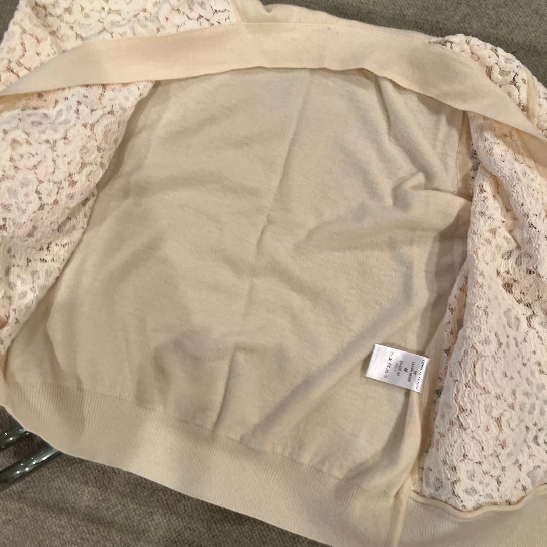 Chloe38カシミア　アイボリー レース カーディガン 長袖