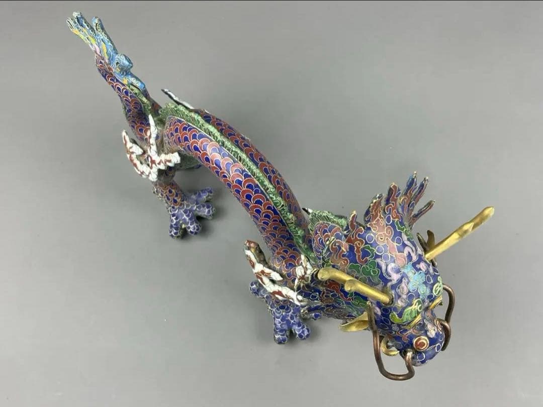 中国美術 七宝 龍 幅約28cm ドラゴン オブジェ 縁起物 魔除け 置物