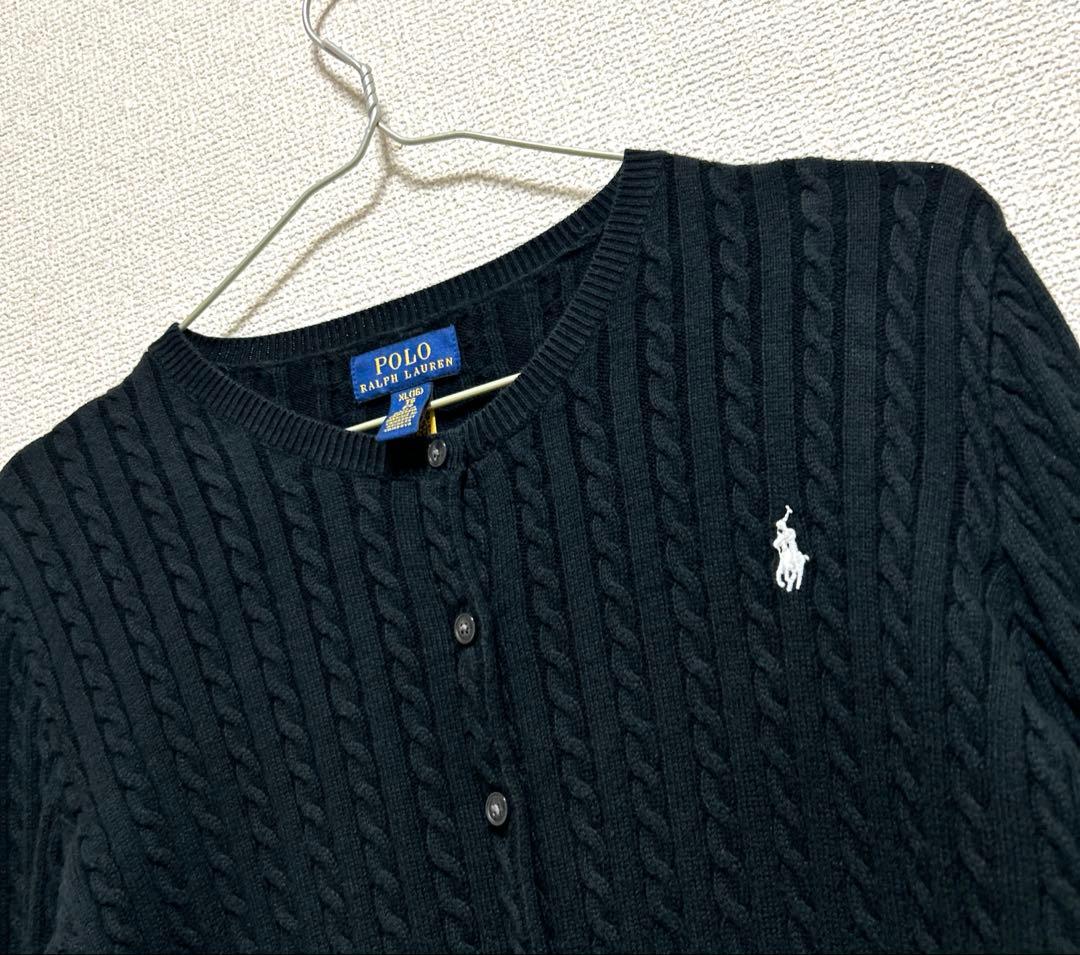 POLOラルフローレン ケーブルニットカーディガン レディース M コットン