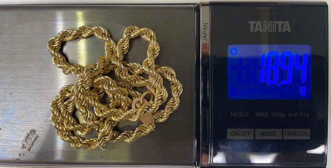 18金 パイプロープチェーン18.9g 54cm