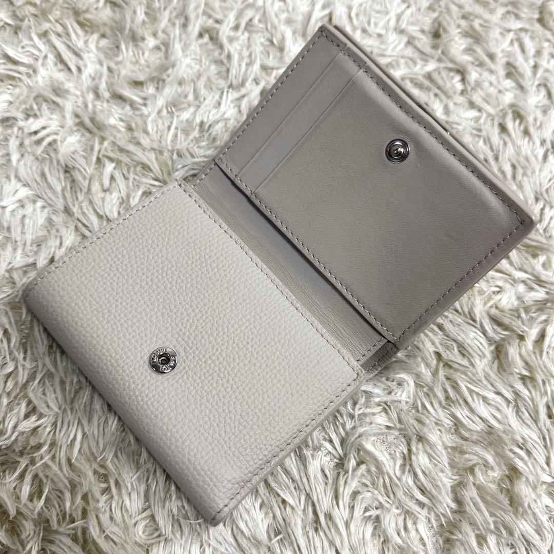 美品　現行　ロエベ　アナグラム金具　トライフォールド　三つ折り財布　ベージュ