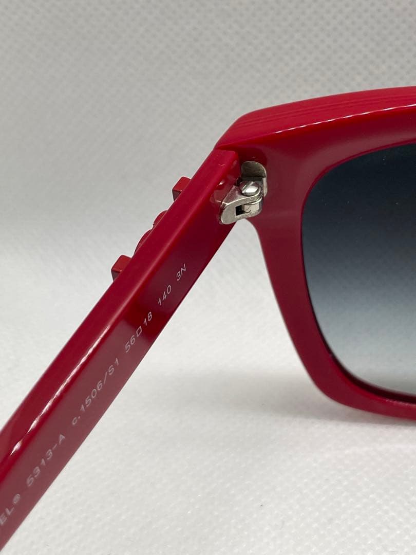 CHANEL サングラス ウェリントン 56口-18 レッド