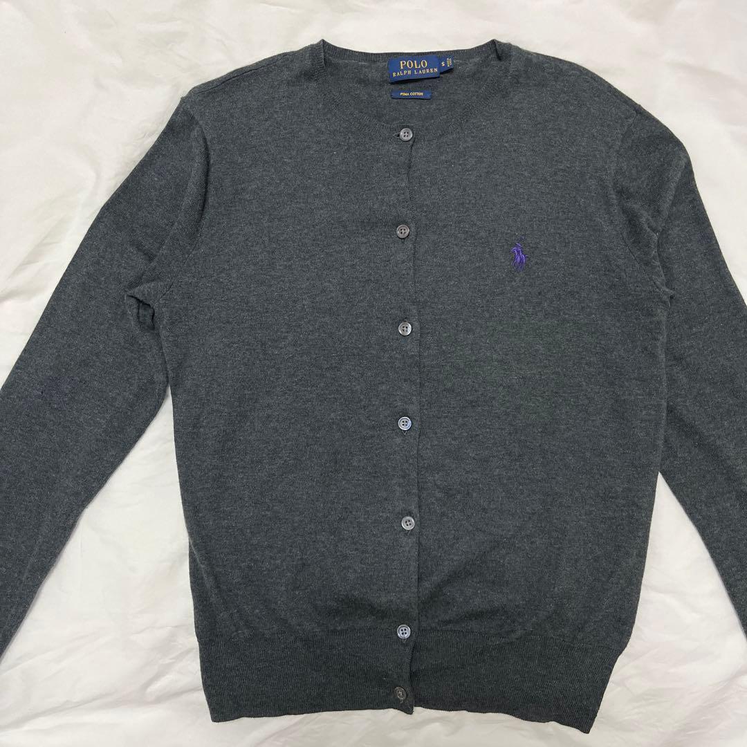 Polo Ralph Lauren グレー カーディガン　刺繍　ラルフ　コットン