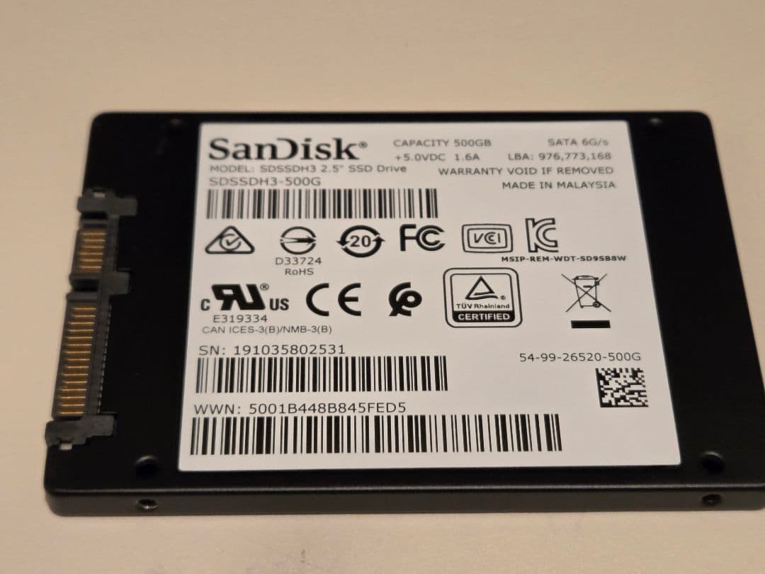 SanDisk Ultra 3D SSD 500GB④◆健康状態99%