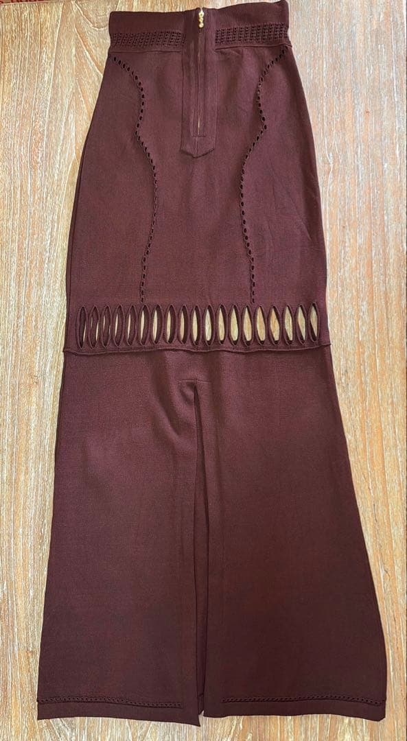 FETICO フェティコ MESH KNIT MAXI SKIRT 茶サイズ1
