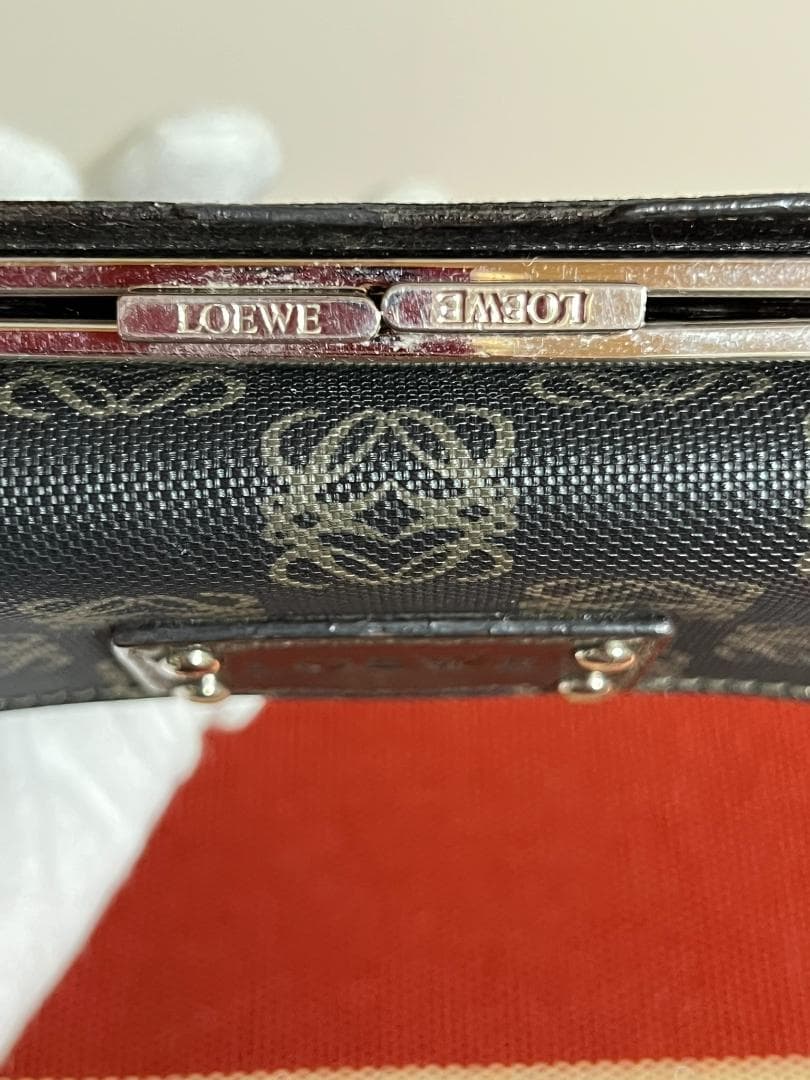 (4391)LOEWE ロエベ アナグラム 三つ折り財布 がま口 総柄