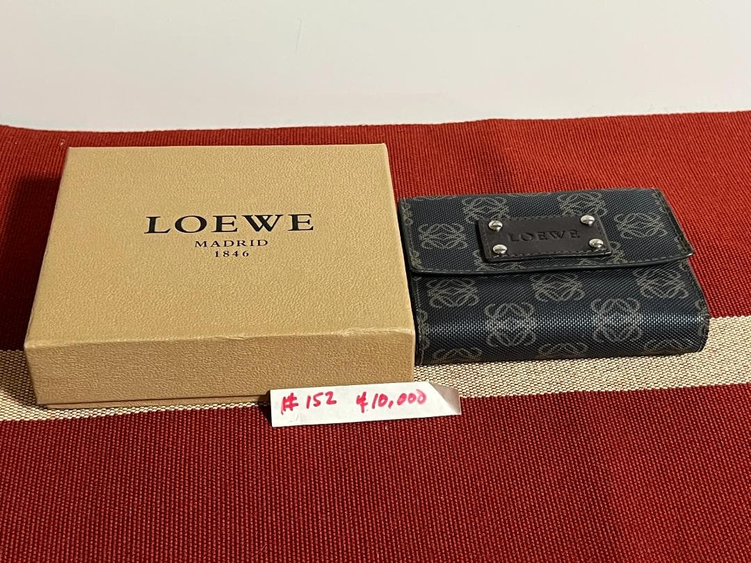 (4391)LOEWE ロエベ アナグラム 三つ折り財布 がま口 総柄