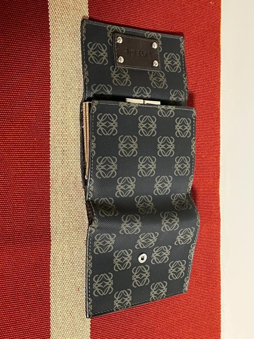 (4391)LOEWE ロエベ アナグラム 三つ折り財布 がま口 総柄