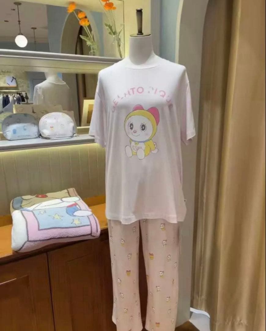 新品タグ付ジェラートピケ ドラえもん ドラミTシャツ＆ロングパンツ セットアップ