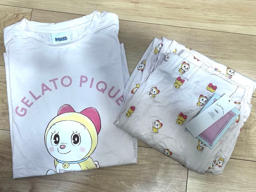 新品タグ付ジェラートピケ ドラえもん ドラミTシャツ＆ロングパンツ セットアップ