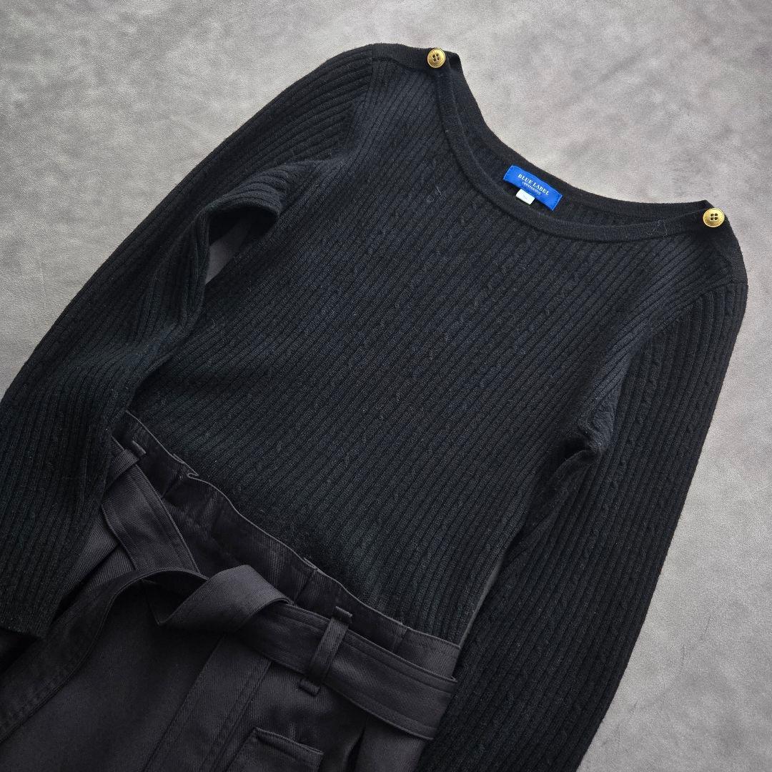 美品 ブルーレーベルクレストブリッジ　長袖ニットドッキングワンピース 38