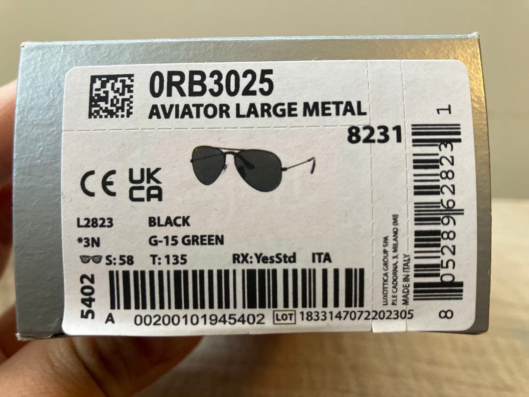 【新品・未使用】Ray-Ban レイバン RB3025 アビエーター 58