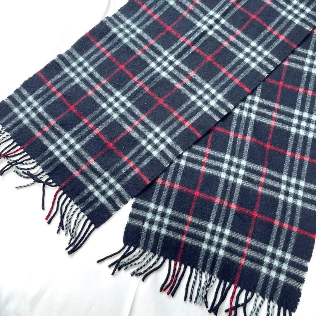 Burberry バーバリー　マフラー　カシミヤ100% ネイビー　ノバチェック