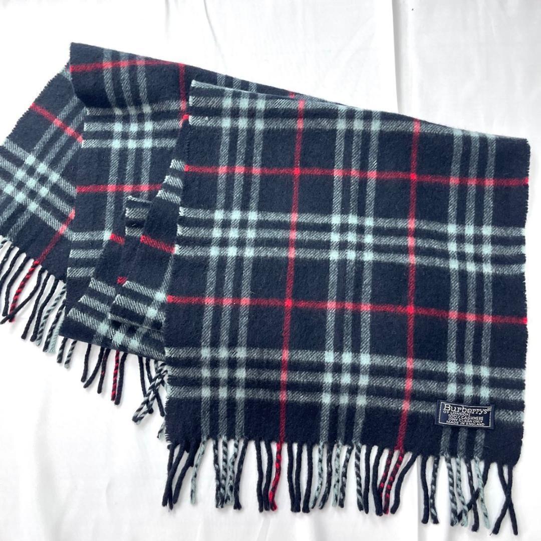 Burberry バーバリー　マフラー　カシミヤ100% ネイビー　ノバチェック
