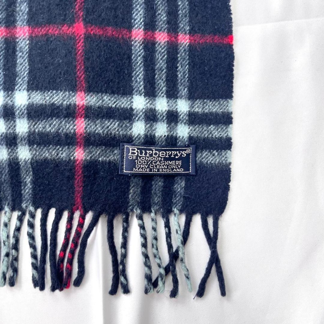 Burberry バーバリー　マフラー　カシミヤ100% ネイビー　ノバチェック