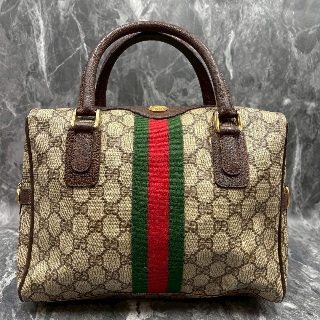 ✨美品✨GUCCI GG シェリーライン ボストンバッグ ブラウン ブラウン