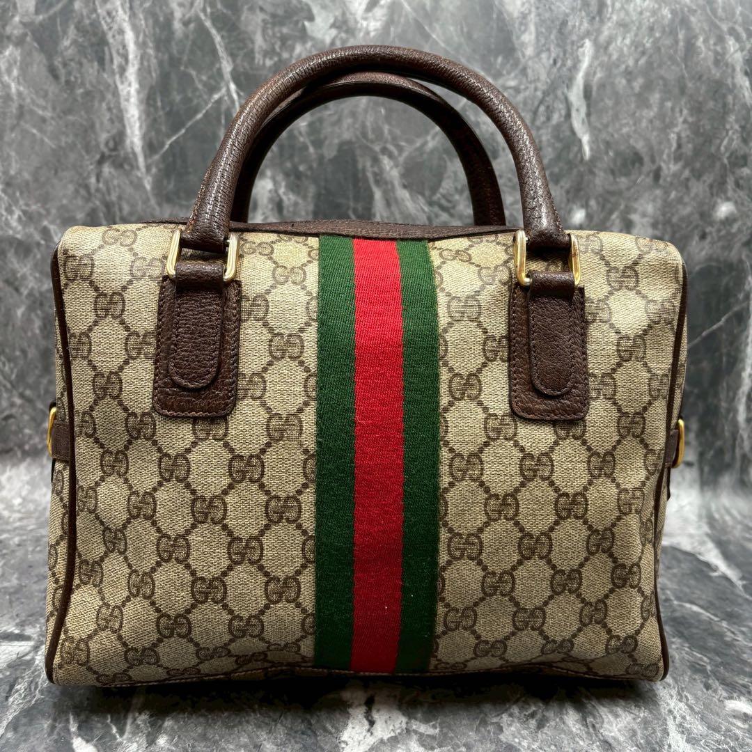 ✨美品✨GUCCI GG シェリーライン ボストンバッグ ブラウン ブラウン