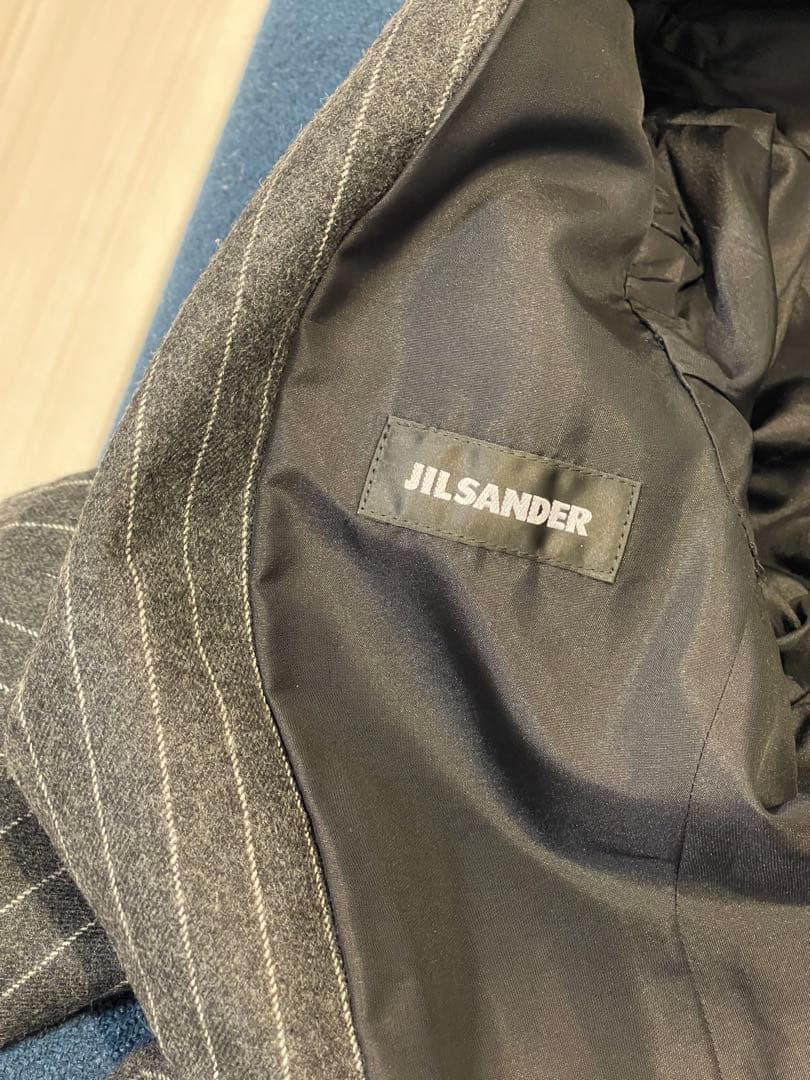 JIL SANDER ウールグレー ストライプ テーラードブレザー (IT38)