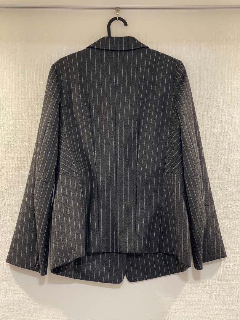 JIL SANDER ウールグレー ストライプ テーラードブレザー (IT38)