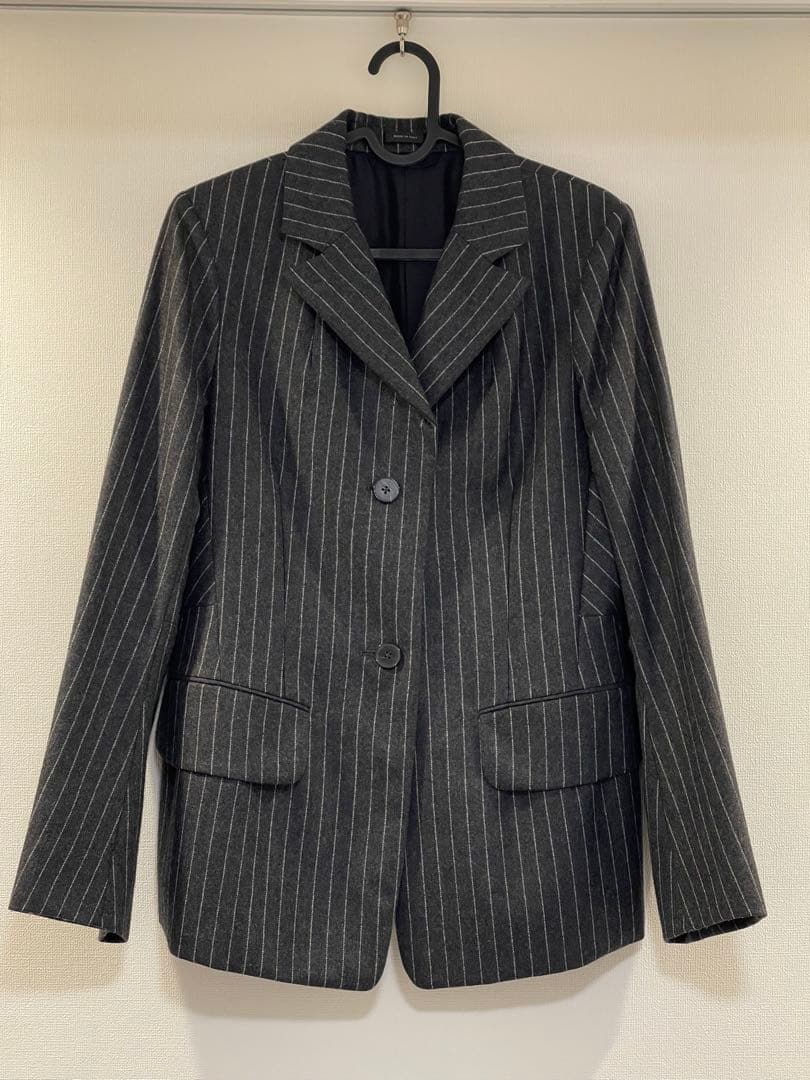 JIL SANDER ウールグレー ストライプ テーラードブレザー (IT38)