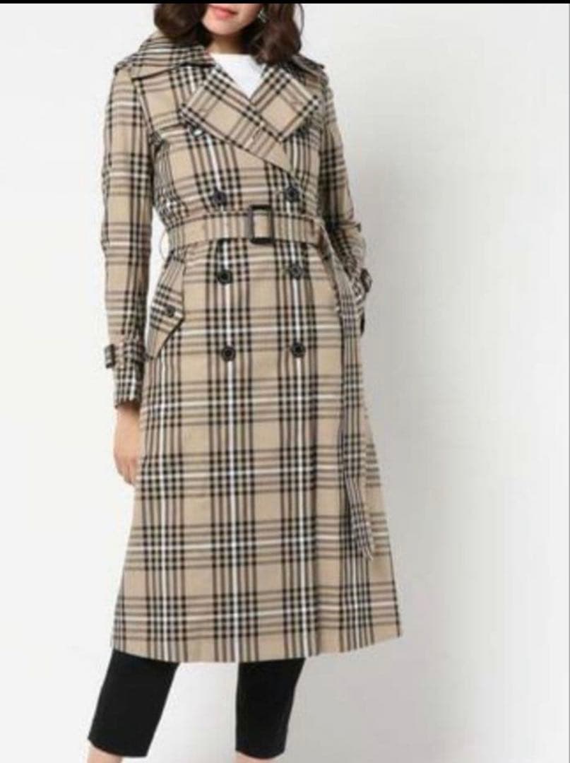 DOUBLESTANDARD CLOTHINGトレンチコートチェック36 ベルト