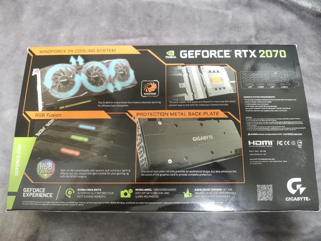 GeForce RTX 2070 8G GIGABYTE 3ファン 非マイニング
