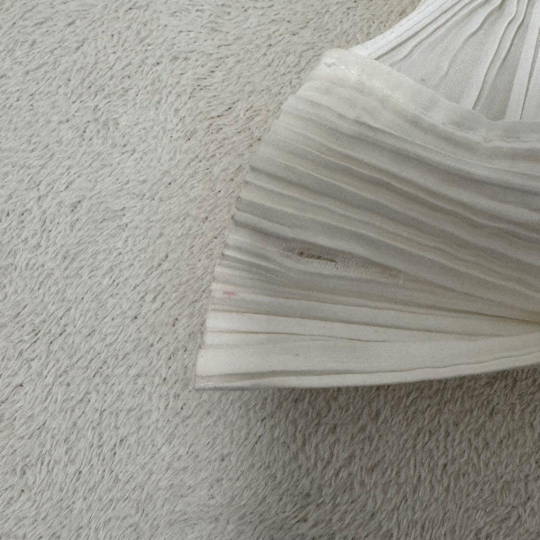 ISSEY MIYAKE 変形　立体　プリーホワイト　ロングカーディガン