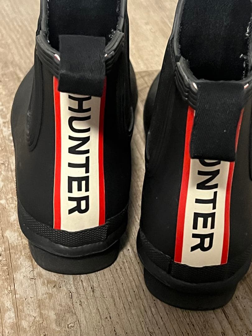 HUNTER ブラックレインブーツ サイドゴア
