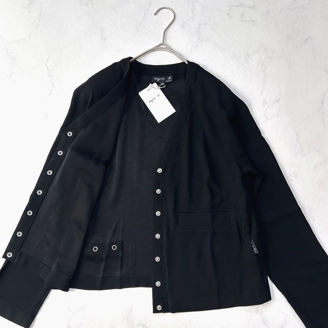 新品タグ付きagnes b.アニエスベー 銀ボタンロゴカーディガン定価3.9千円