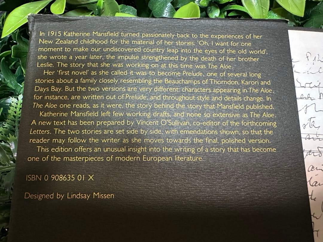 The Aloe Katherine Mansfield 1982年洋書