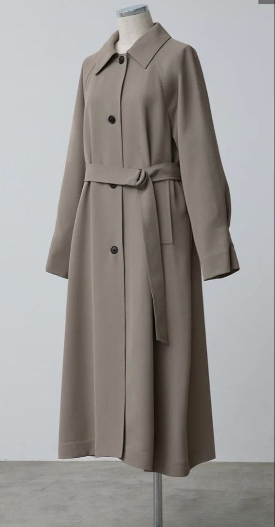 クルーレ ドレープステンカラーコートsize3 ウエストベルト付き