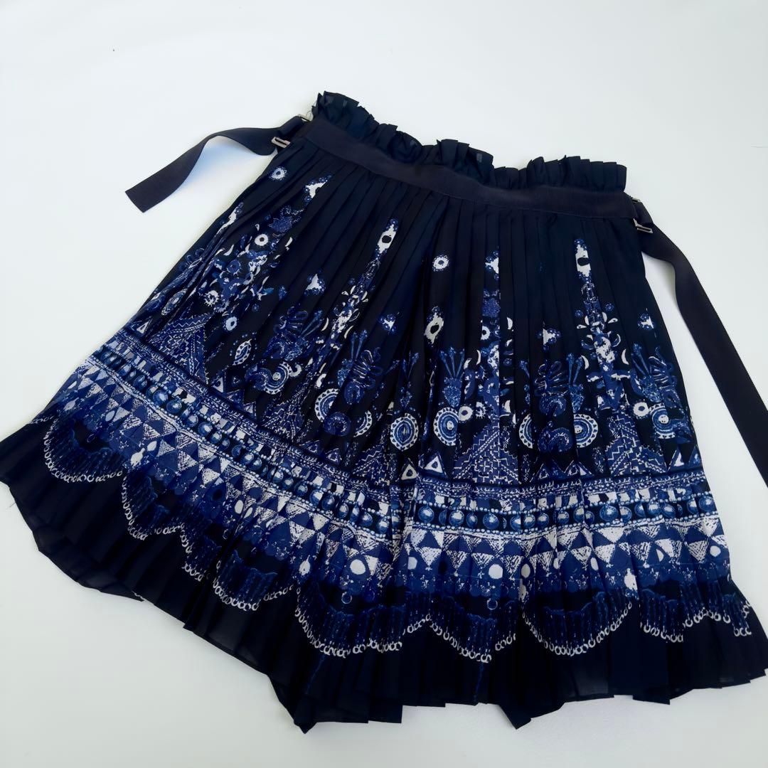 美品✨sacai プリーツ　ドッキング　バンダナ柄スカート キュロットスカート