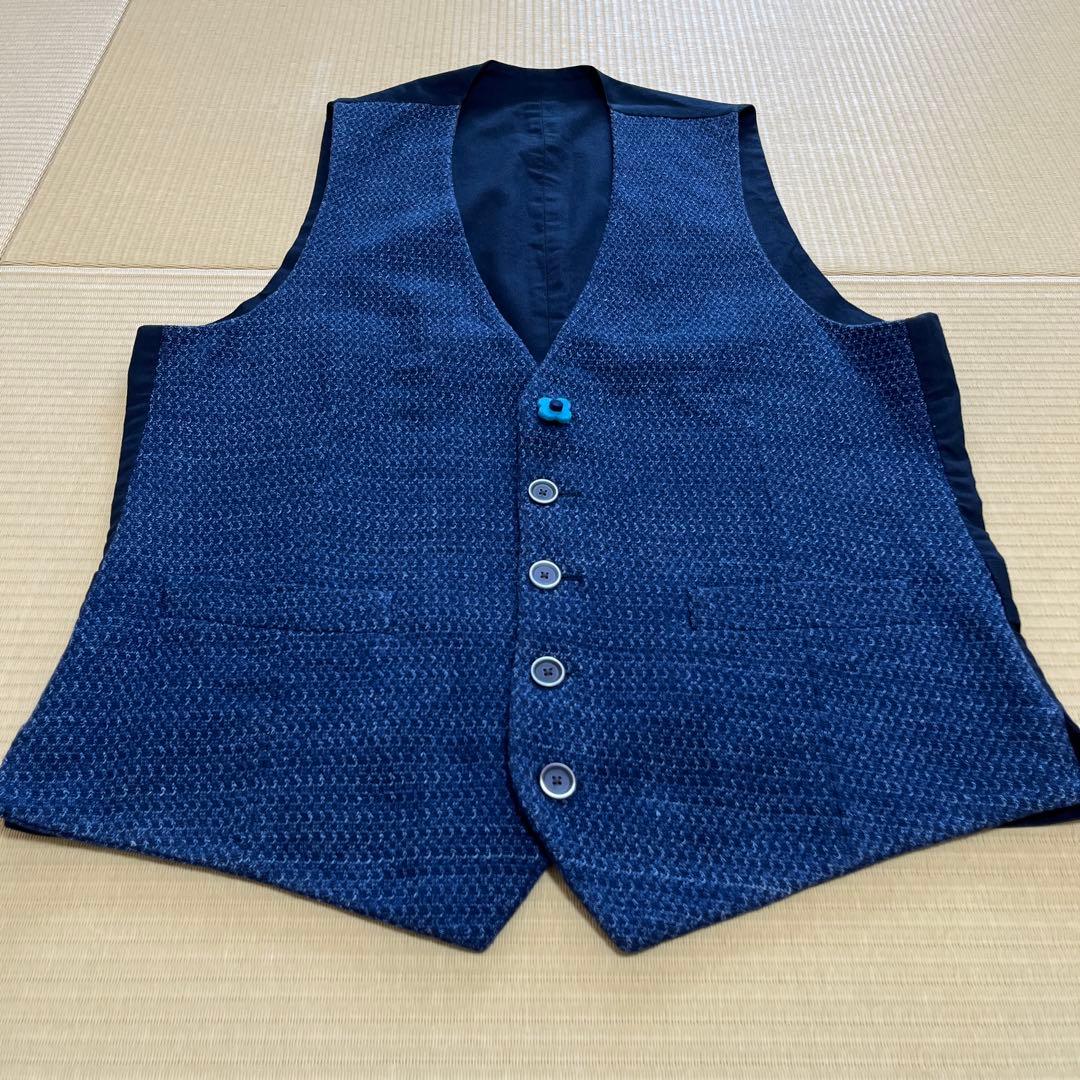 LARDINI ラルディーニ　ジレ（ベスト）ネイビー　46 ブートニエール付き