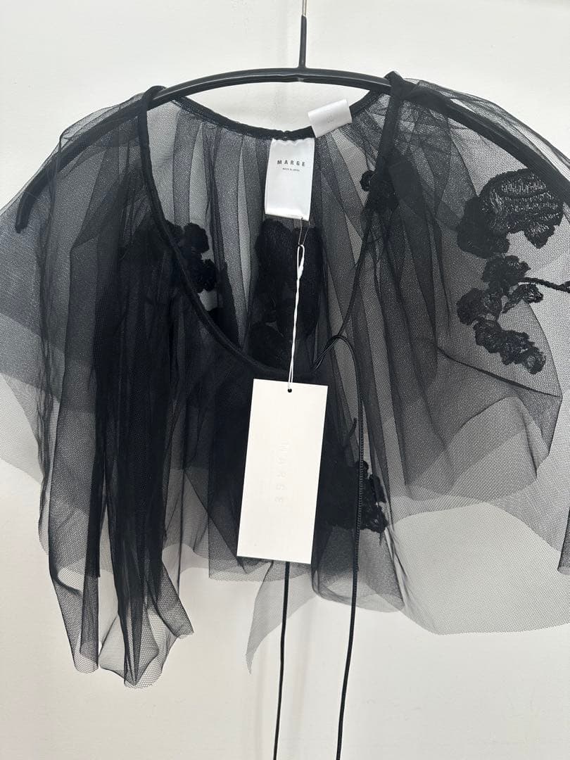 [MARGE]Lace embroidery collar黒チュールショール