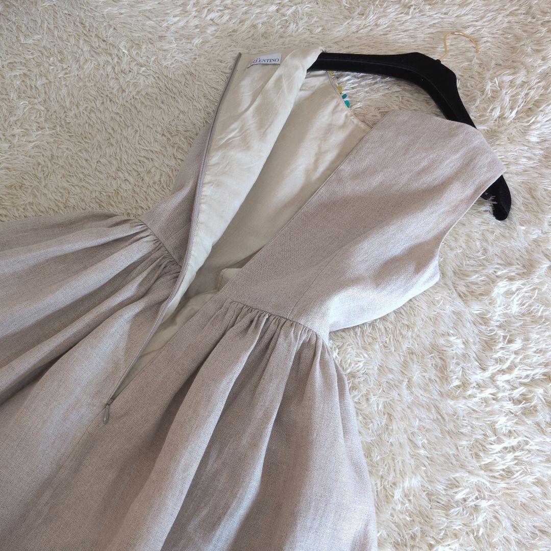 ハンガリー製★RED VALENTINO　ワンピース　リネン　お花モチーフ　40