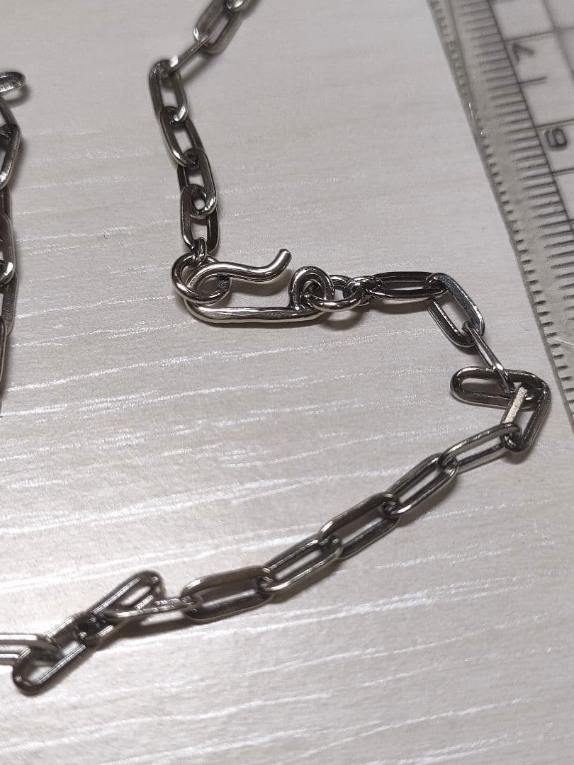 シルバー925製ナバホフラットあずきリンクチェーンネックレス50㌢幅3.4㍉