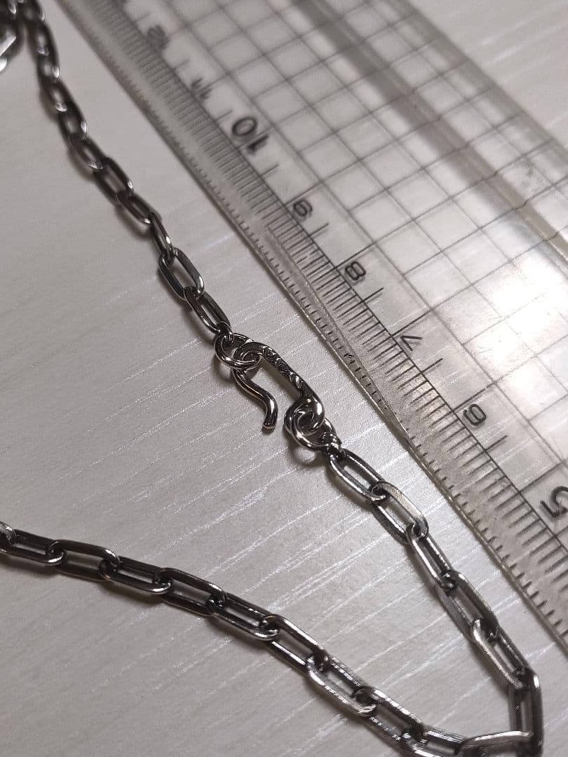 シルバー925製ナバホフラットあずきリンクチェーンネックレス50㌢幅3.4㍉