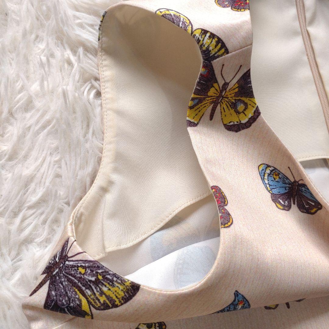 BLUGIRL BLUMARINE ノースリーブワンピース 蝶柄 38 ビジュー