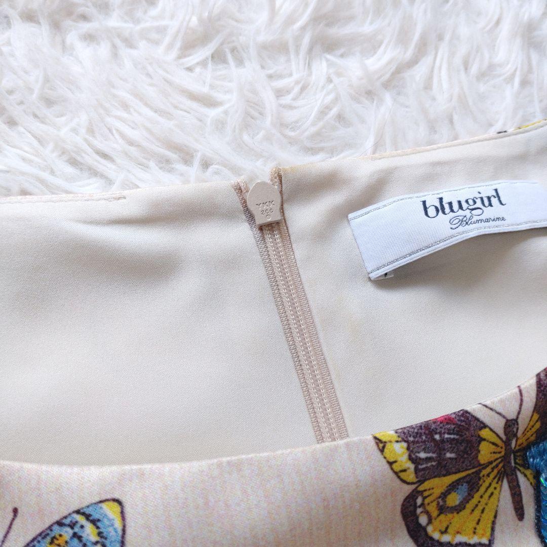BLUGIRL BLUMARINE ノースリーブワンピース 蝶柄 38 ビジュー