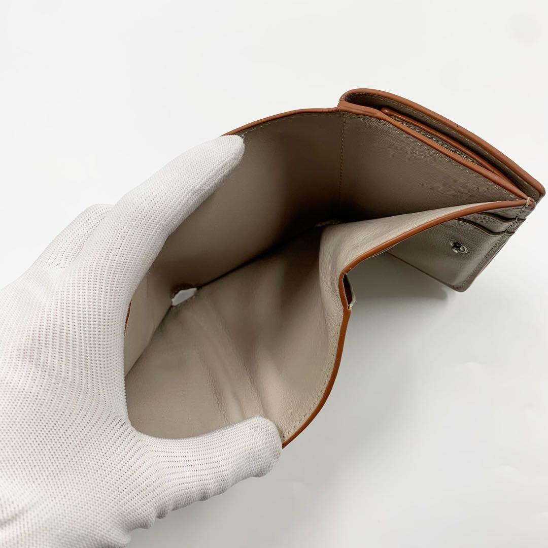 【✨極美品✨】ロエベ 三つ折り財布 アナグラム トライフォールド ベージュ