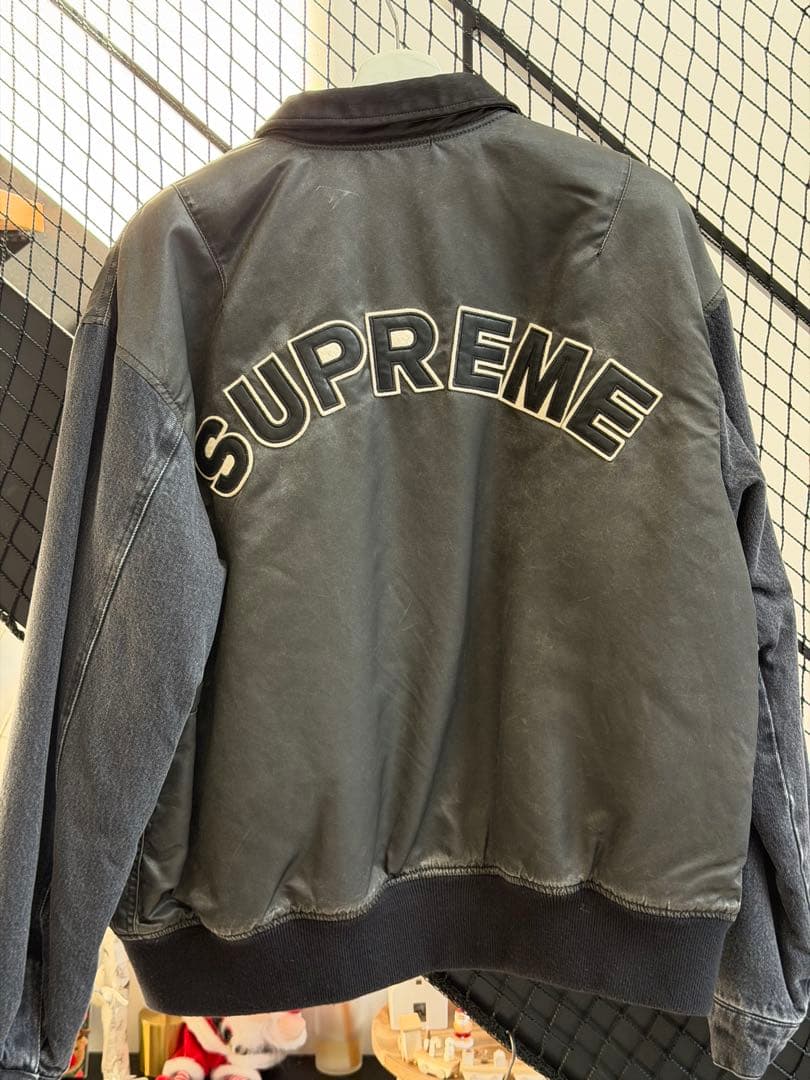 Supreme☆23SS☆Denim Sleeve Ma-1☆L☆Black☆黒