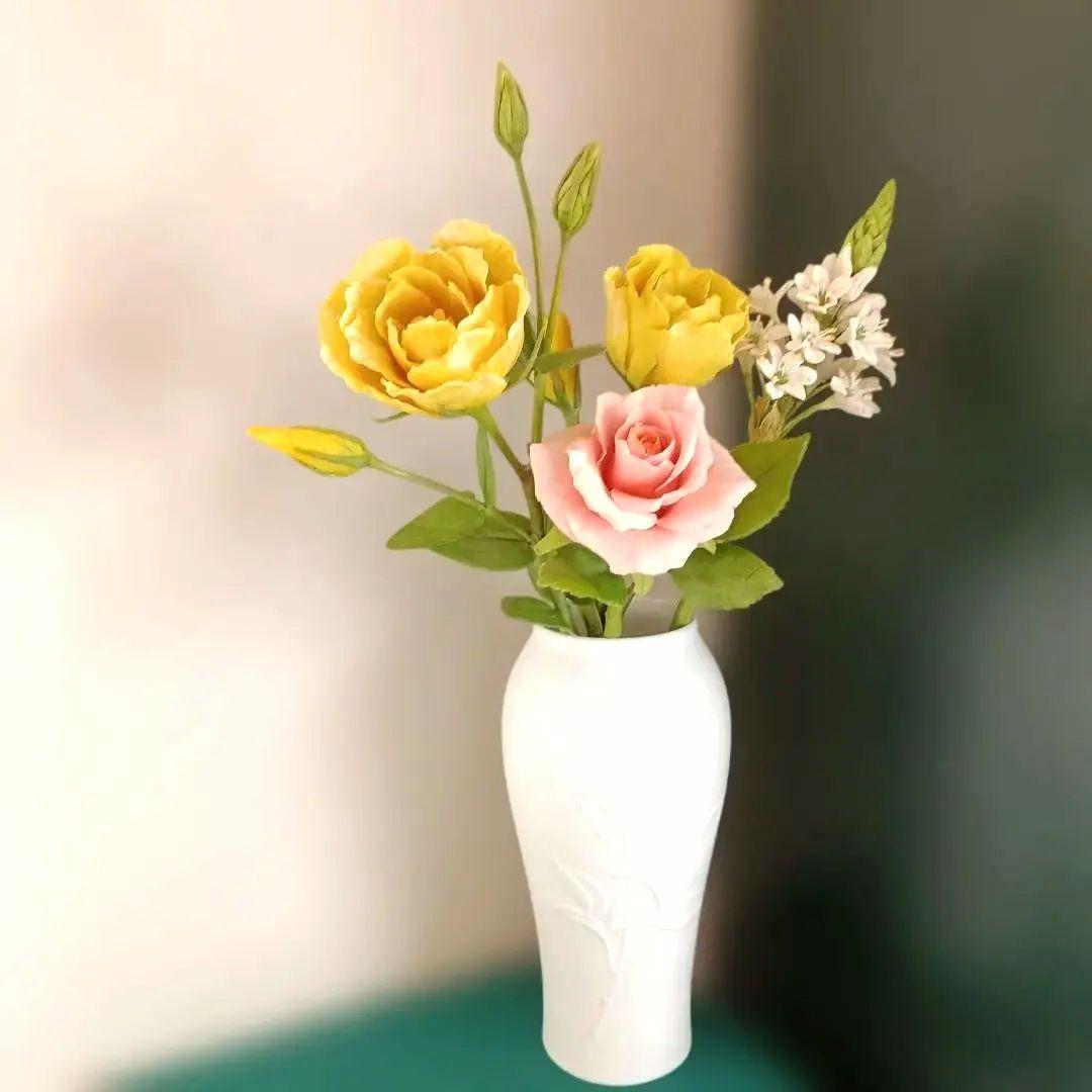 専用　トルコ桔梗　薔薇とオーニソガラム　アレンジメント　クレイフラワー
