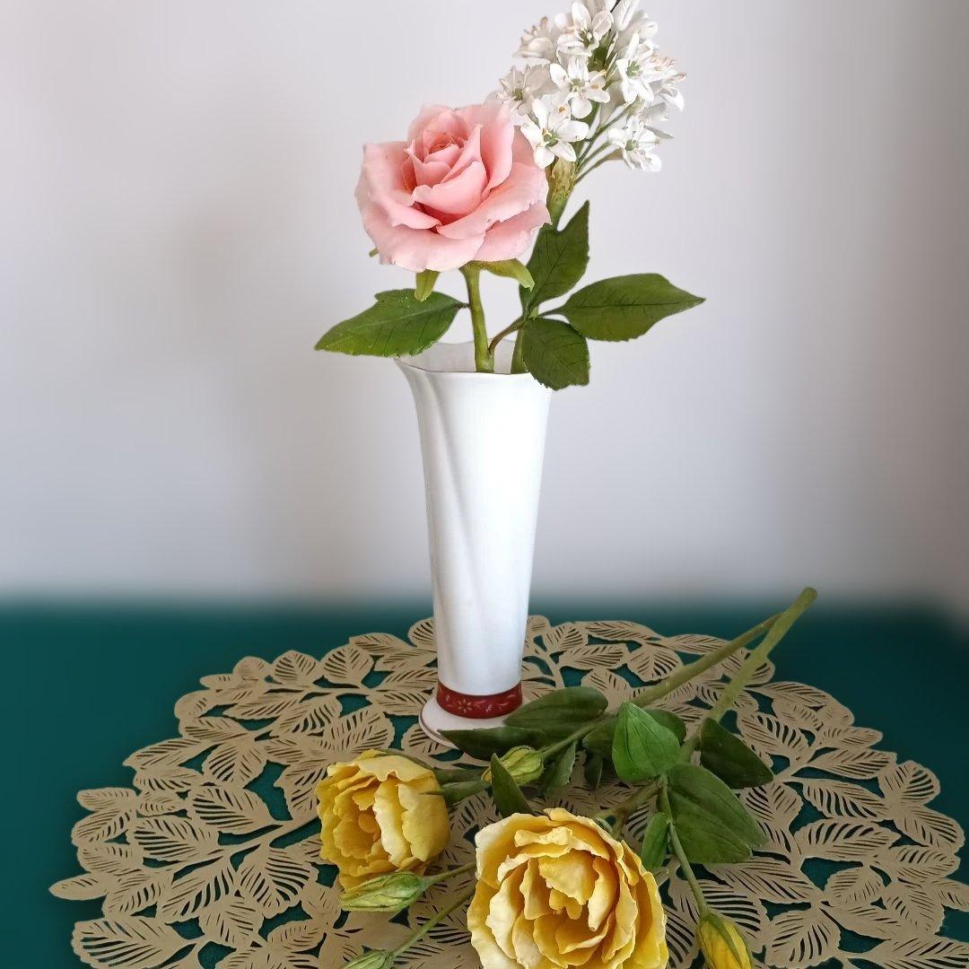 専用　トルコ桔梗　薔薇とオーニソガラム　アレンジメント　クレイフラワー