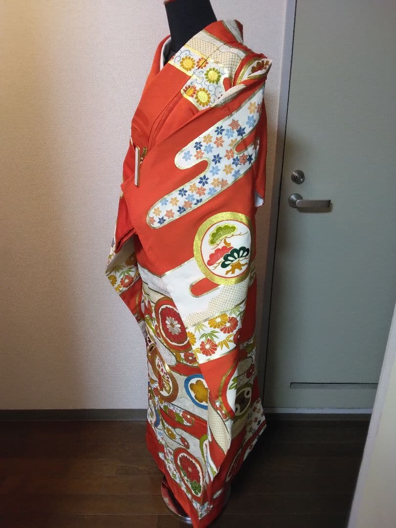 オレンジの振袖 正絹