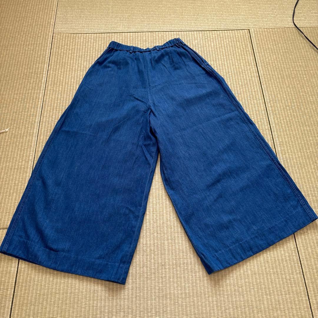 45R コットンリネンデニムのキュロットスカート　サイズ３　美品
