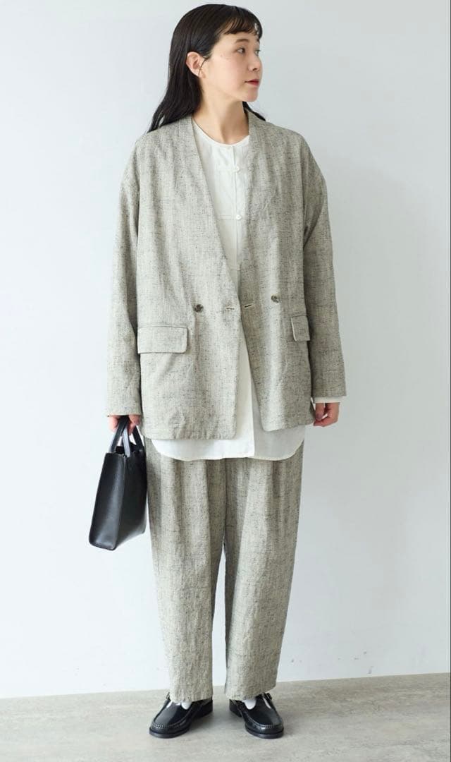 ○slab nep tweed no collarジャケット